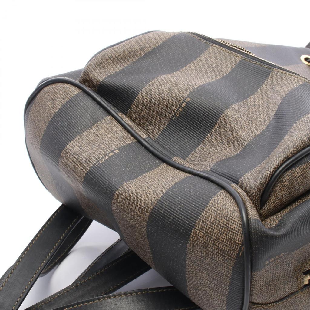 Used FENDI Pecan Rucksack Backpack PVC coated canvas leather Brown Black Used Women