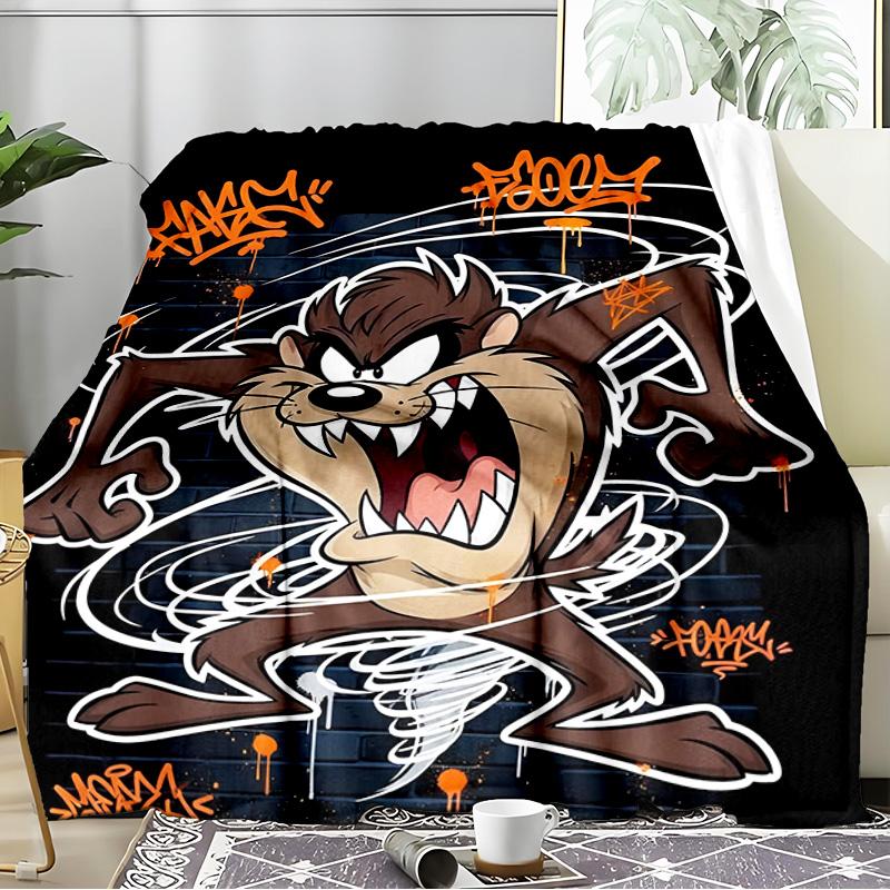 Tazma-nian Devil Spray Art Blanket Flannel Throw for Sofa, Indoor, Camping, Living Room, Office, Chair, And Bed Soft Birthday Gift