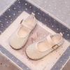 Fashion Children Flats Shoes Mesh Breathable Kids Princess Shoes Hollowed-out 2025 Summer Soild Color Soft Sole Non-slip Girls Sandals