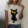 Funny Cat Print Women T-Shirts Top Pullover Loose Tee Shirt Short Sleeved Street O-Neck Polyester Female Casual Clothing Summer