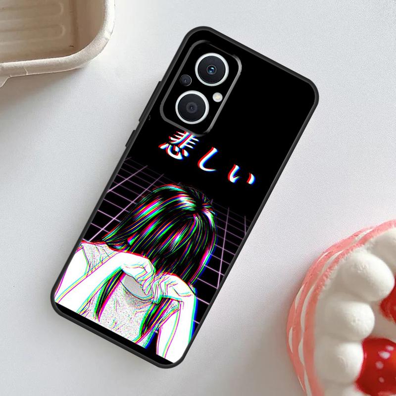 Чехол с грустной девушкой в стиле японского аниме для OPPO Reno 11 10 Pro 11F 8T 4Z 5Z 5 6 8 7 Lite OPPO Find X5 X6 Pro X2 X3 Lite