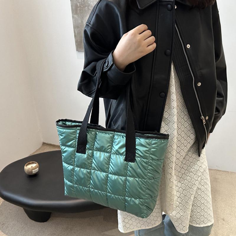 Женские сумки-тоут большой вместимости, стеганые, однотонные, из хлопка с подкладкой, ромбовидные, портативные, для отдыха и путешествий
