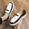 Fashion Men Casual Business Vulcanized Shoes European and American Casual Glossy Leather Shoes European Station Loafers Men Shoes