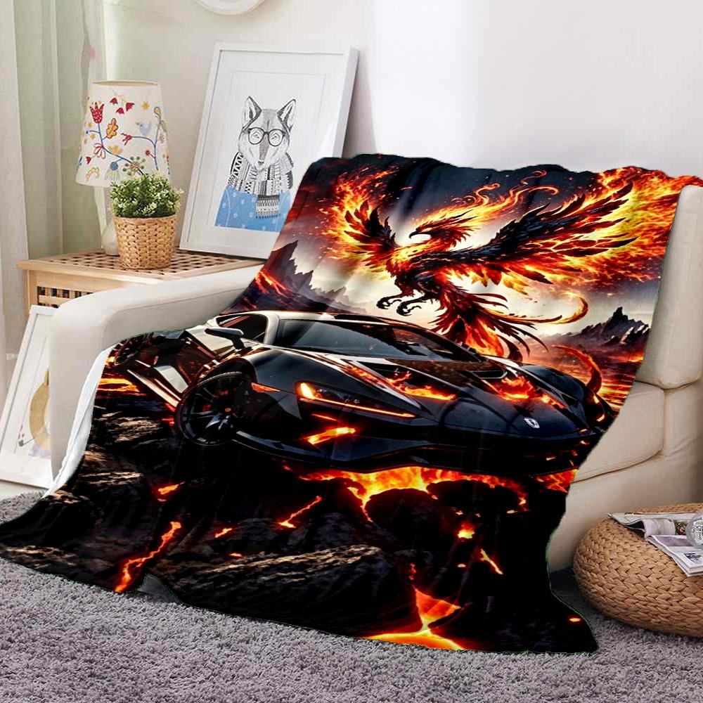 Phoenix Car Flannel Blanket Throw Blanket Soft Warm Sofa Bed Camping home Decor Unique Christmas Gift C9261819