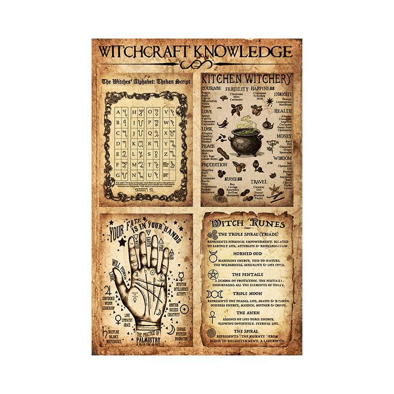 Винтажная ведьма Фрукты Овощи Холст Картина Ретро Цветы Грибы Печать Настенный декор Плакат Для кухни Домашний декор Без рамки