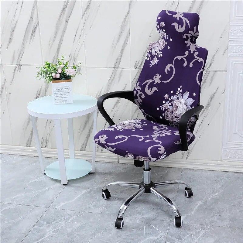 Stretch Game Chair Cover with Headrest for Office Internet Cafe Computer Armrest Gaming Chair Covers Printed Fabric Seat Case