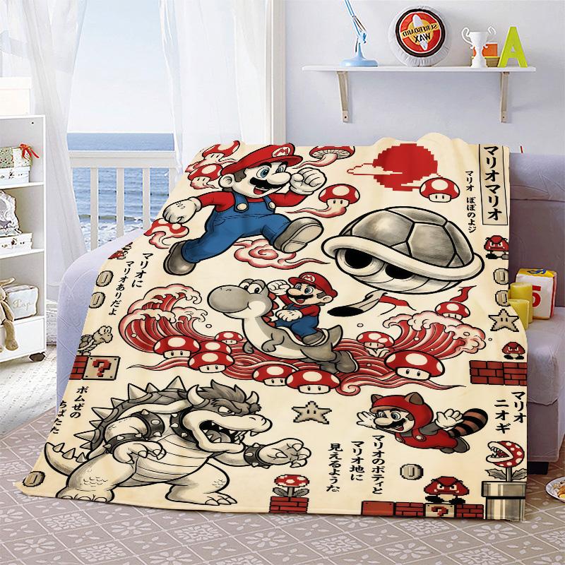 Super Mario Lightweight Flannel Blanket Soft Warm Throw Cozy Blanket for Sofa Bed Home Decor -QJY