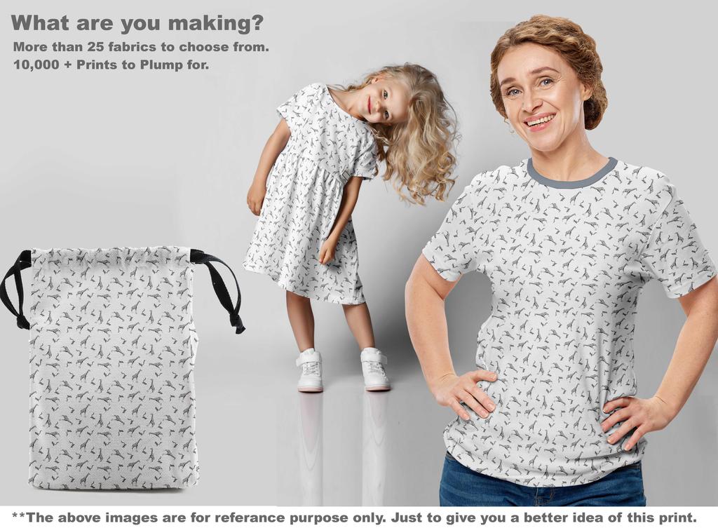 oneOone Cotton Flex Gray Fabric Giraffe Sewing Material Print Fabric By The Yard 40 Inch