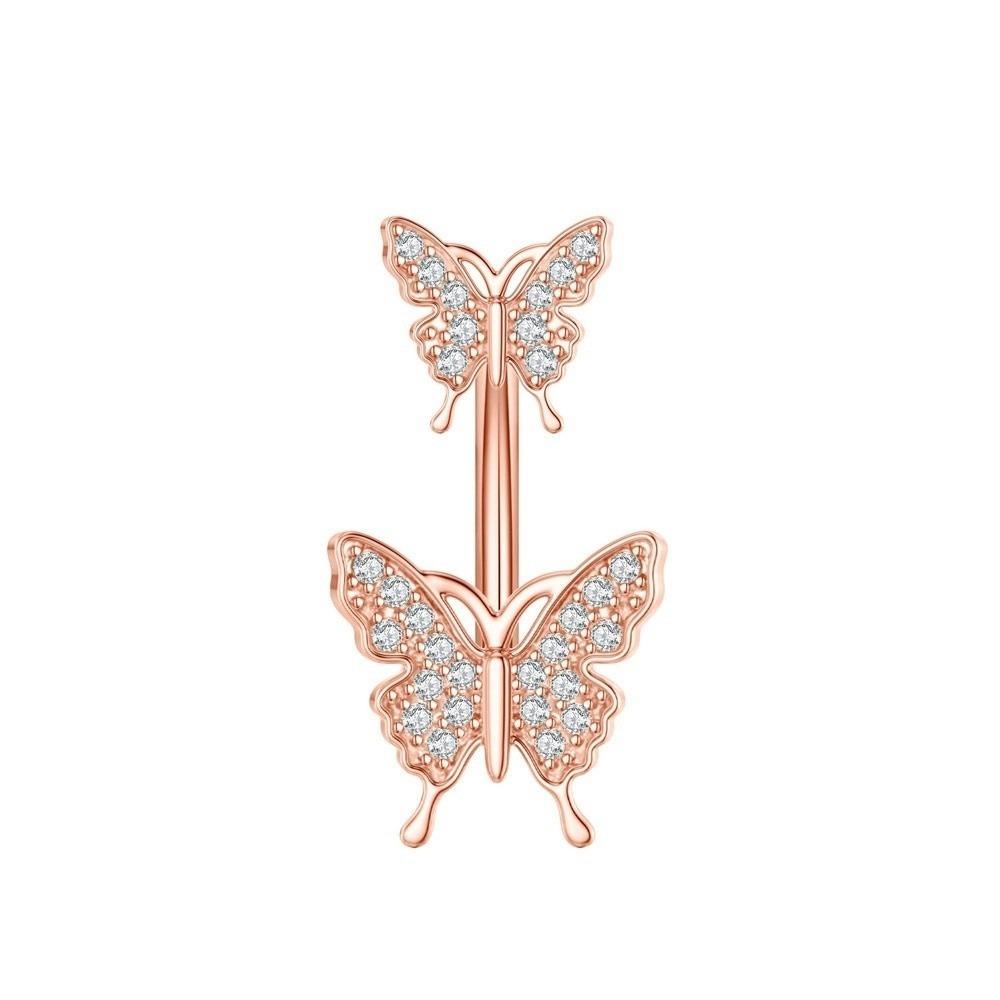 Sunflower Zircon Navel Ring Butterfly Heart Belly Button Ring Vintage Body Piercing Jewelry Girl