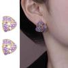 Purple Diamond Triangle Earrings, New Trend Unique Design Silver Needle Earrings, Simple Temperament Earrings