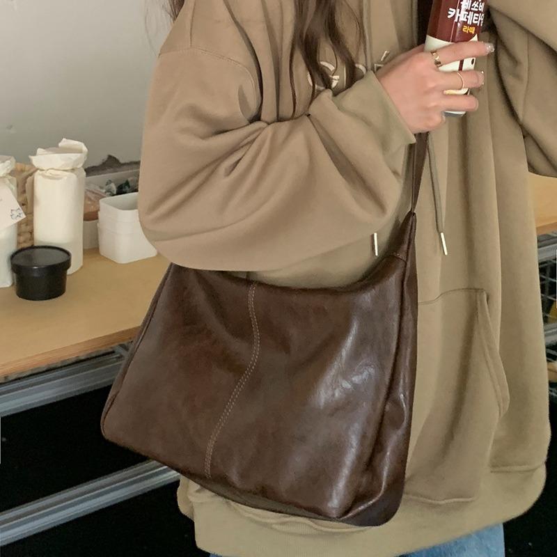 Ретро сумка через плечо для женщин, новая модная корейская версия сумки-тоут, универсальная сумка через плечо большой вместимости