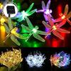Colorful Dragonfly Solar String Lights Outdoor Waterproof Dragonfly Lights Festival Night Lamp Patio Garden Wedding Decoration