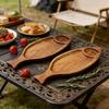 Natural Serving Platter Rustic Solid Wood Tray Tableware Fish Shaped Plate  Restaurant Use