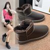 Женские зимние сапоги, новые зимние меховые интегрированные на толстой подошве, утолщенные кожаные хлопковые туфли большого размера, теплые женские сапоги