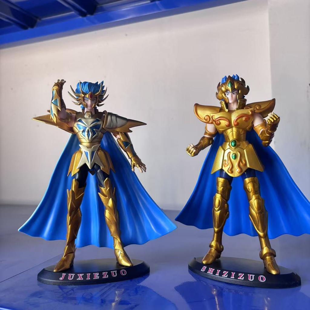 Cheap  Anime Gold Saint Seiya Aquarius Aries Pisces  aquarius Cancer Leo PVC Action Figure Collectible Model Toy 19-21cm