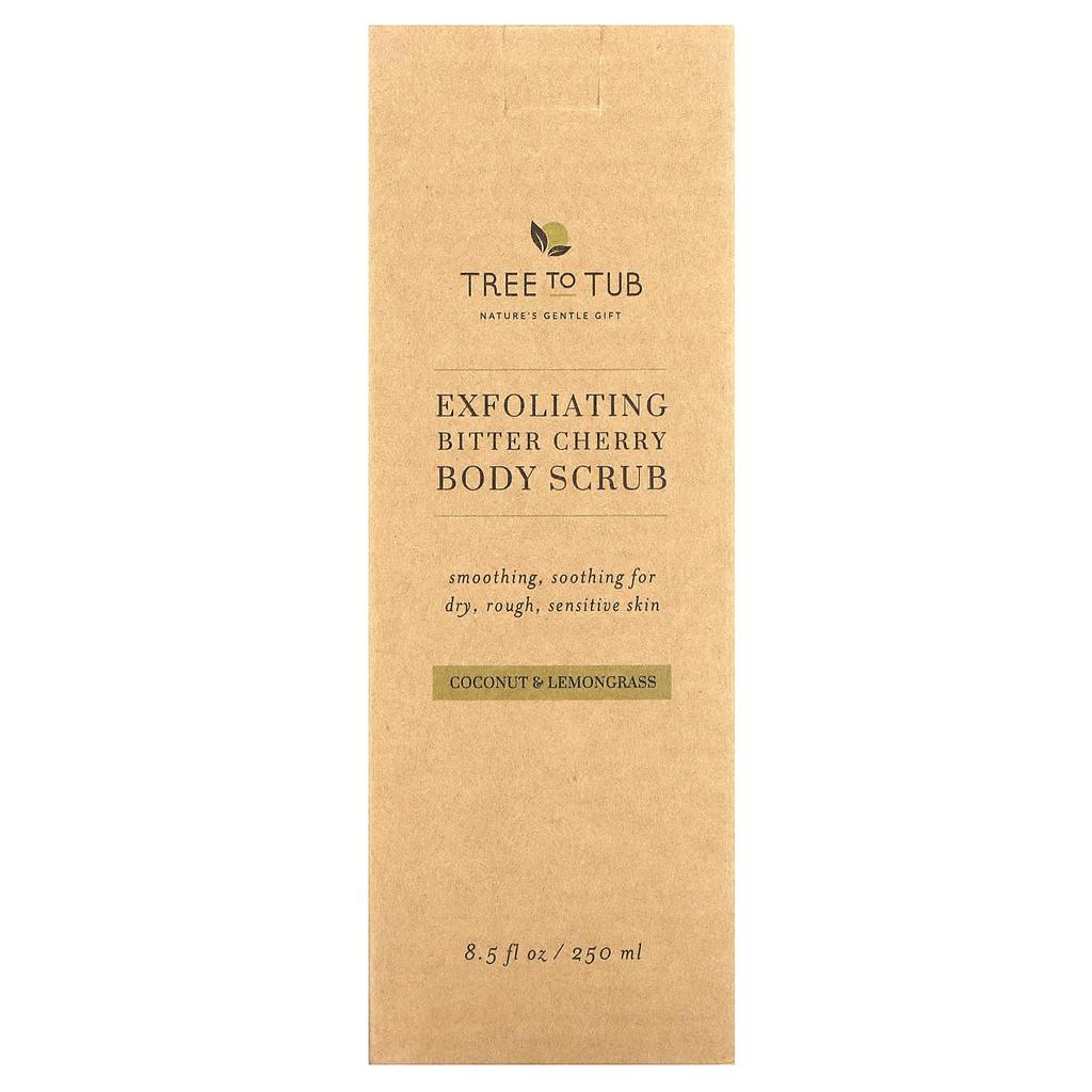 Tree To Tub Exfoliating Bitter Cherry Body Scrub, Coconut and Lemongrass, 8.5 Fl Oz (250 Ml)