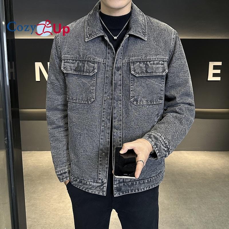 Мужская зимняя куртка Cozy Up из денима с подкладкой из шерпы, теплая утолщенная куртка Trucker с несколькими карманами