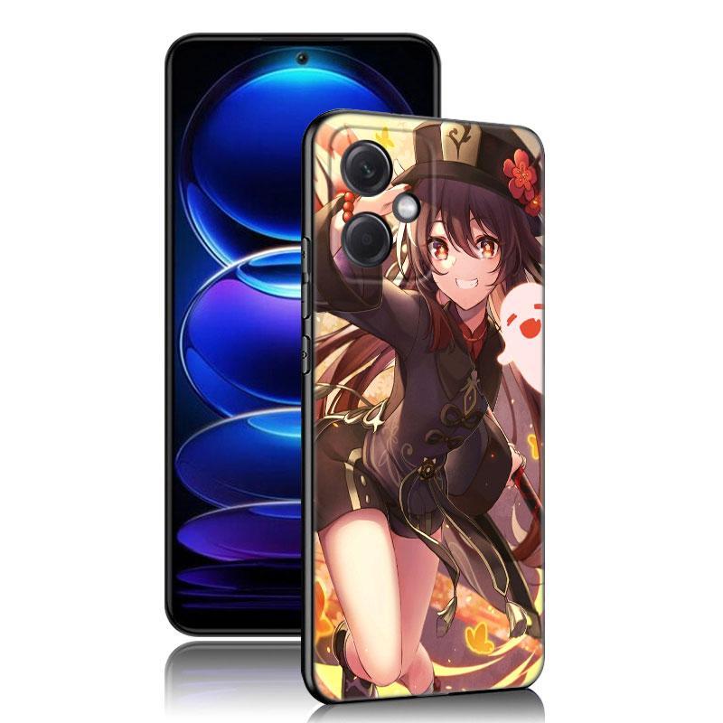 Hu Tao Genshin Impact Black Silicone Phone Case For Xiaomi Redmi Note 10 11 11S 12 13 4G 8 9 11T Pro 5G Plus 8T 9S 10S 12S