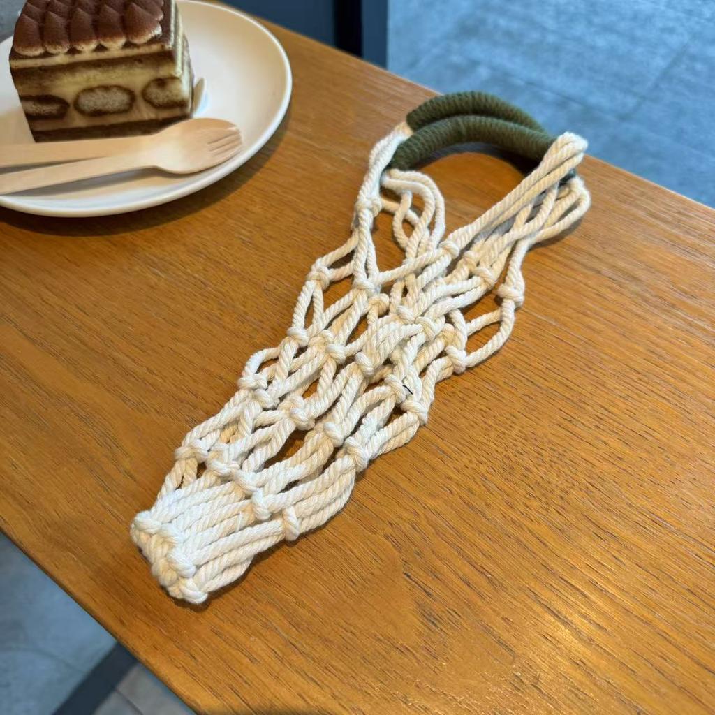 Portable Macrame Water Bottle Holder Hand Woven Cotton Rope Boho Cup Carrier for Coffee & Iced Drinks Outdoor Camping Supplies