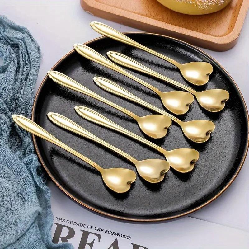 Romantic Heart Spoon Gift Set 10pcs Stainless Steel Stirrers for Coffee Bar Ideal Wedding Or Housewarming Present