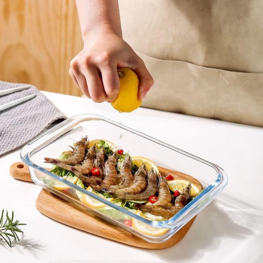 Жаропрочная стеклянная форма для выпечки прямоугольная контейнер для хранения продуктов свежими противни для выпечки микроволновая печь