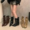 American Spice Girls Belt Buckle Pants Boots Short Boots Women's Boots 2025 Early Autumn New Niche Design Short Boots Western Boots