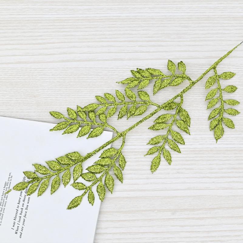 45Cm melon seed leaves, Christmas gold dust plastic leaves, Christmas tree photo frame European flower arrangement decorative bayberry leaves