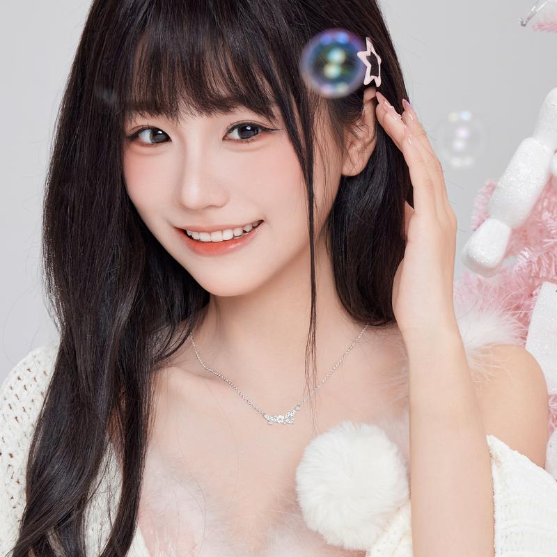 Barbie necklace Two blooming flowers, a high-end full-diamond sparkling pendant, a delicate clavicle chain for girls, a sparkling ins-style TX2401050A