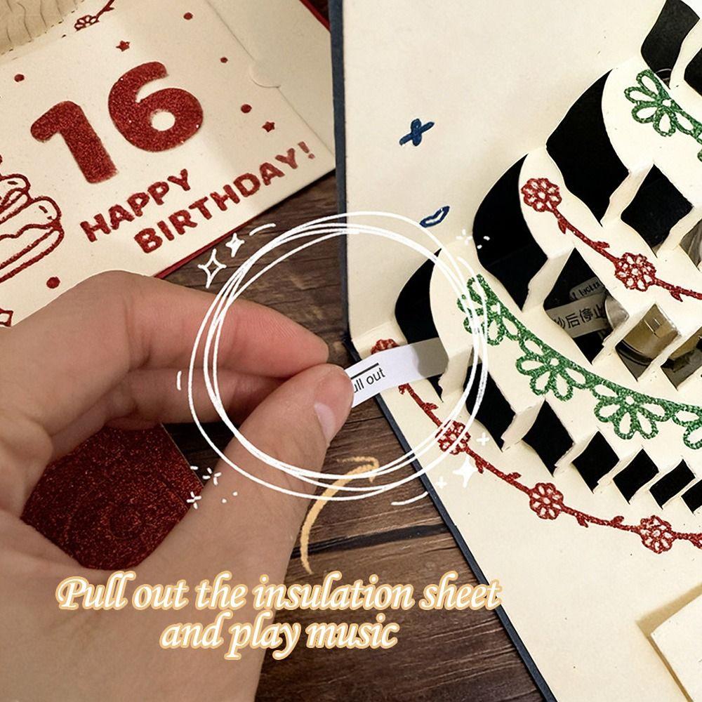 Music Light Happy Birthday Card 3D Message Card Musical Light Greeting Card Party Party Supplies