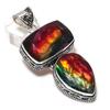 Ammolite Gemstone Handmade 925 Sterling Silver Jewelry Pendant 2.84" R7l19