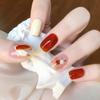 24pcs/set Cherry Nail Cream Red New Year Manicure Finished Wear False Nail Stickers Press On Nail