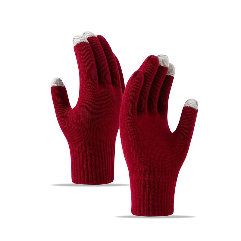 Winter Touch Screen Gloves Women Men Warm Stretch Knit Mittens Imitation Wool Full Finger Guantes Female Crochet Thicken