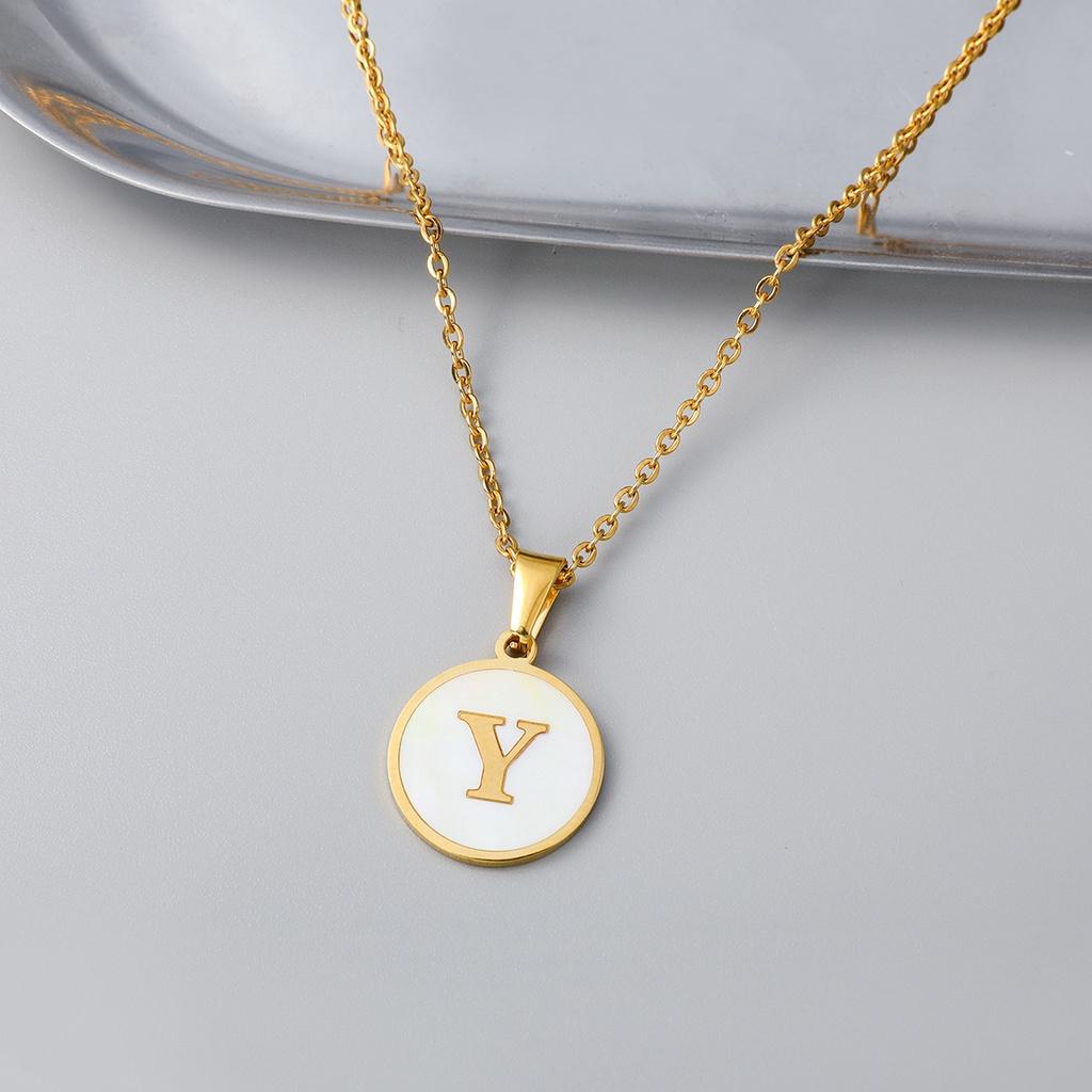 Модное ожерелье с буквой из нержавеющей стали, круглая подвеска из титановой стали с буквами английского алфавита для женщин