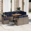 VidaXL Garden Lounge Set 9 Pcs with Grey Cushions Wicker, Outdoor Sofa Set, Corner Sofa Set 3327169