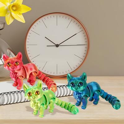 3D-напечатанный кот, артикулированный, милый кот, фиджет-игрушка, настольный питомец с подвижными суставами, игрушка для снятия стресса для дома, офисного стола, класса