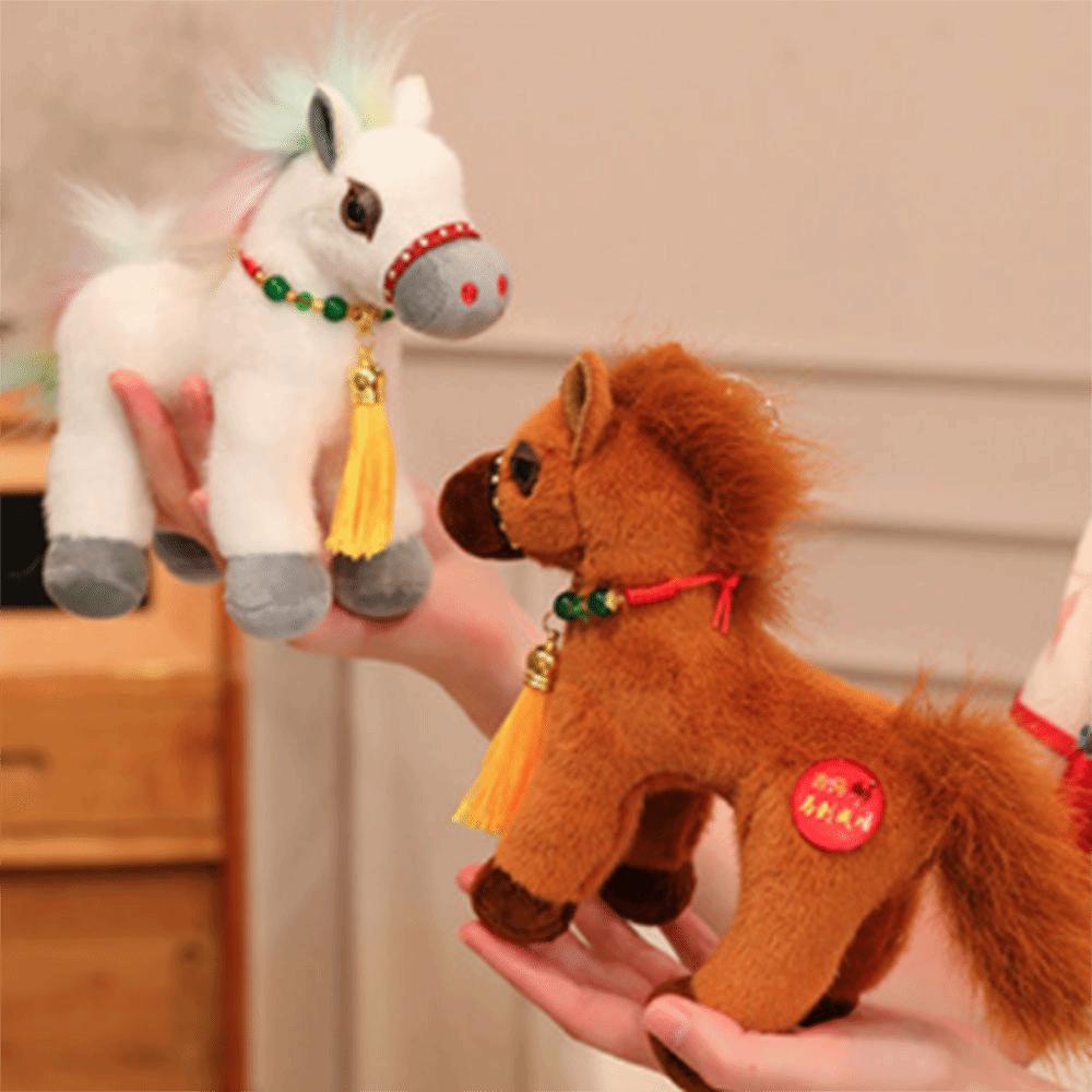 Long Mane Standing Foal Plush Doll Fluffy Tail Cartoon Horse Stuffed Toy Pony Plush Toys Kids Gift