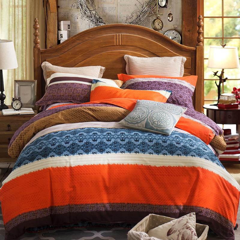 Комплект из четырех предметов из плотного хлопкового потертого материала, легкое роскошное теплое одеяло из чистого хлопкового набивного потертого материала, комплект из четырех предметов из простыни