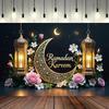 Elegant Eid Al-Adha Moon Photography Backdrops Wall Decoration for Room and Party,Festive Home Decor for New Year and Eid Celebrations