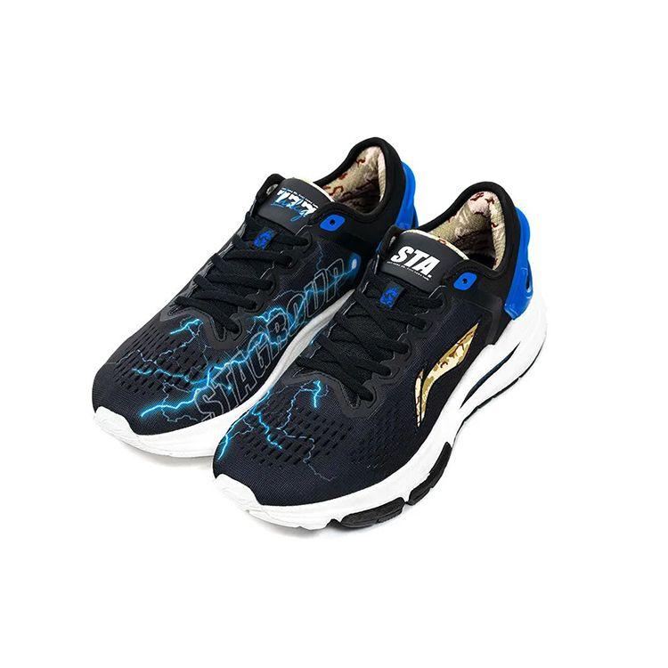 LiNing Stability Lightweight Support Low-Top Running Shoes Men Sneakers Black Blue ARZR003-1