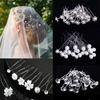 Tiara Crystal Pearl Hairpin U Shaped Hair Clip Bridal Hairpin Bride Headpiece Flower Hairpin Stick