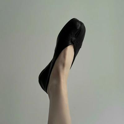 Версия из овчины~ Натуральная кожа ретро нишевые балетки на плоской подошве с мелким вырезом женские туфли с раздвоенным носком копытца свиньи лошадиный