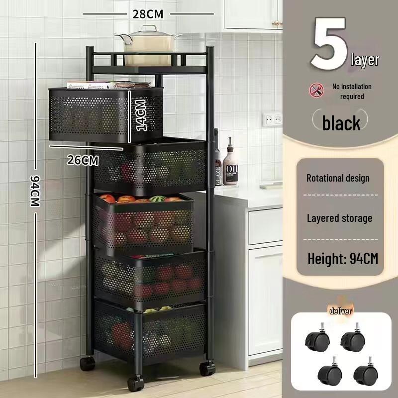Veipelu 5-Tier Rotating Kitchen Corner Storage Rack