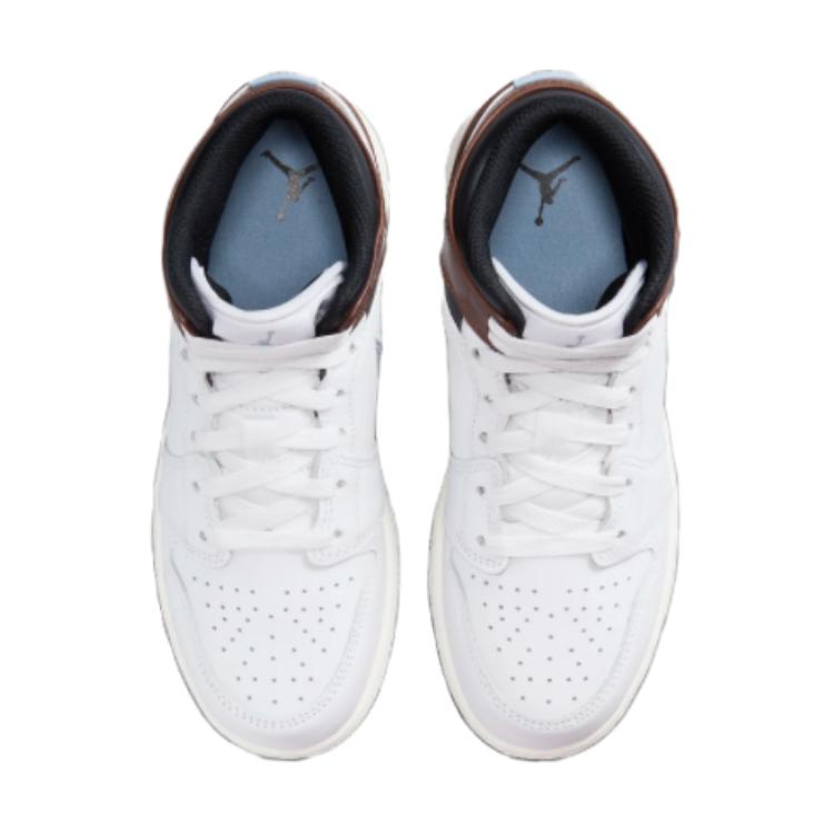 Детские кроссовки Air Jordan 1 Mid SE GS White Blue Grey Black Sail FQ8162-142