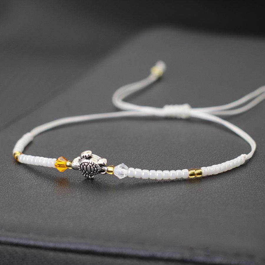 New Handmade Weaven Thin String Bracelet Men Women Beach Surfing Turtle Braslet Bohemia Seed Beads Braclet Valentine Day Gift