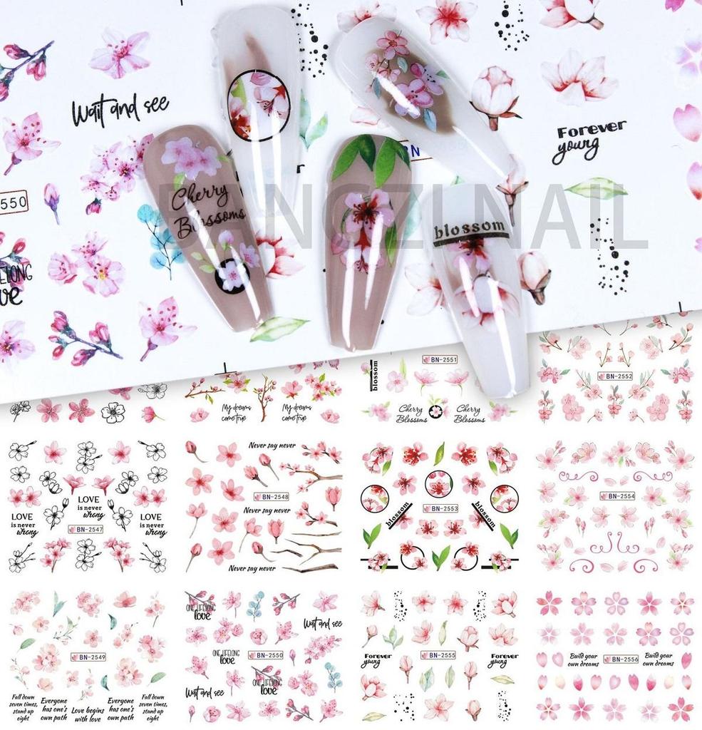 Наклейки для дизайна ногтей в 12 стилях с абстрактными, цветочными и геометрическими рисунками