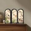 Aesthetic Foldable Screen with Bird And Flower Print Functional Crafts Item for Fireplace Countertop