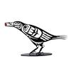 Metal Crow Figurine Crow with Berry Statue Desktop Decor Home Ornament Bird Silhouette Art