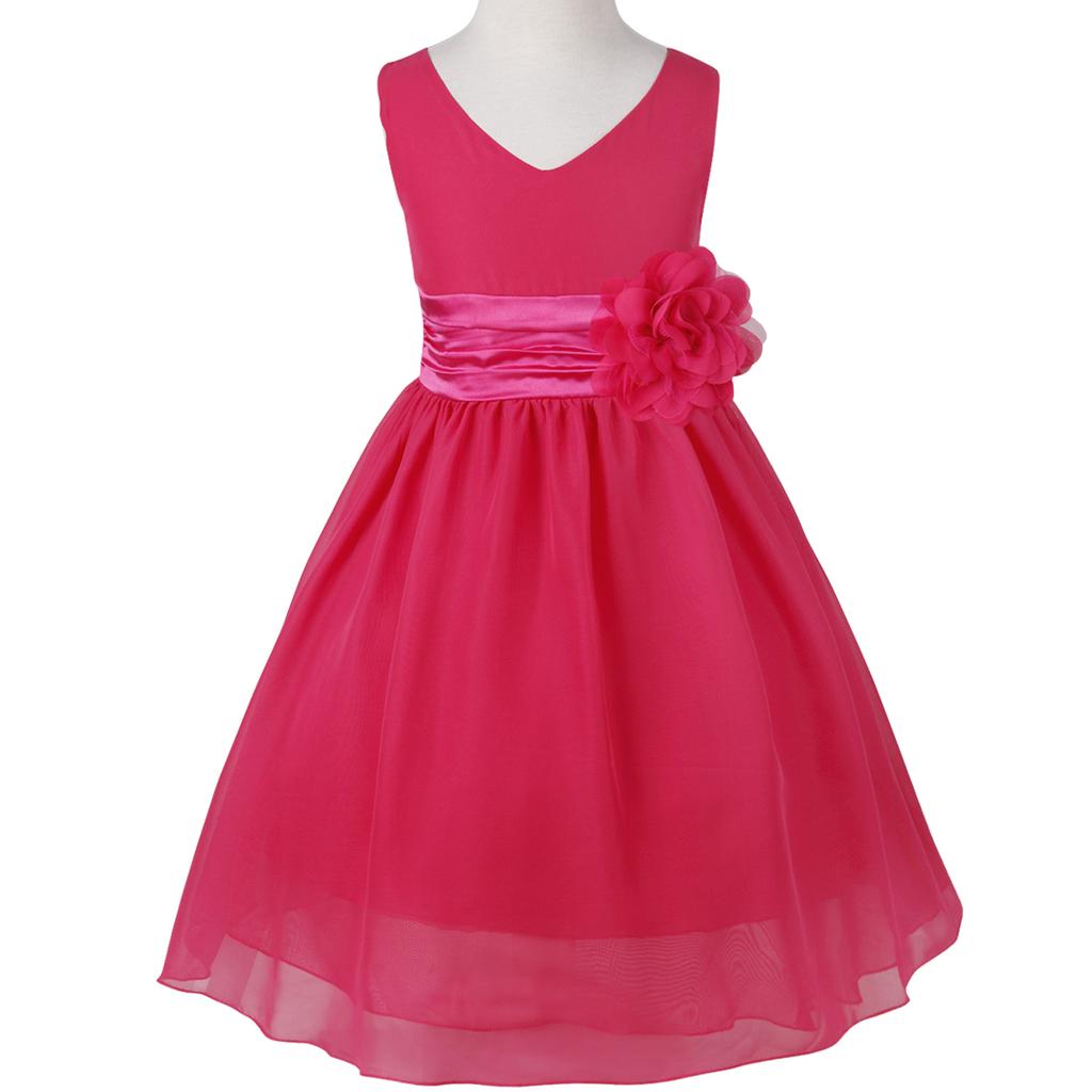 Детское шифоновое платье без рукавов с v-образным вырезом для девочек, свадебное платье подружки невесты с цветочным узором, детское вечернее платье для дня рождения, выпускного вечера