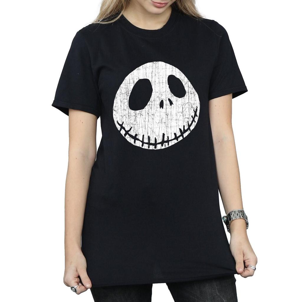 Disney Womens/Ladies Nightmare Before Christmas Jack Cracked Face Cotton Boyfriend T-Shirt