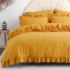Bedding set 160x200 100% CREASTED COTTON with ruffles lemonade yellow
